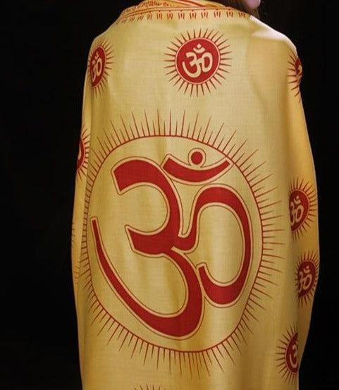 Image Title Indian Om Shawl - Yellow